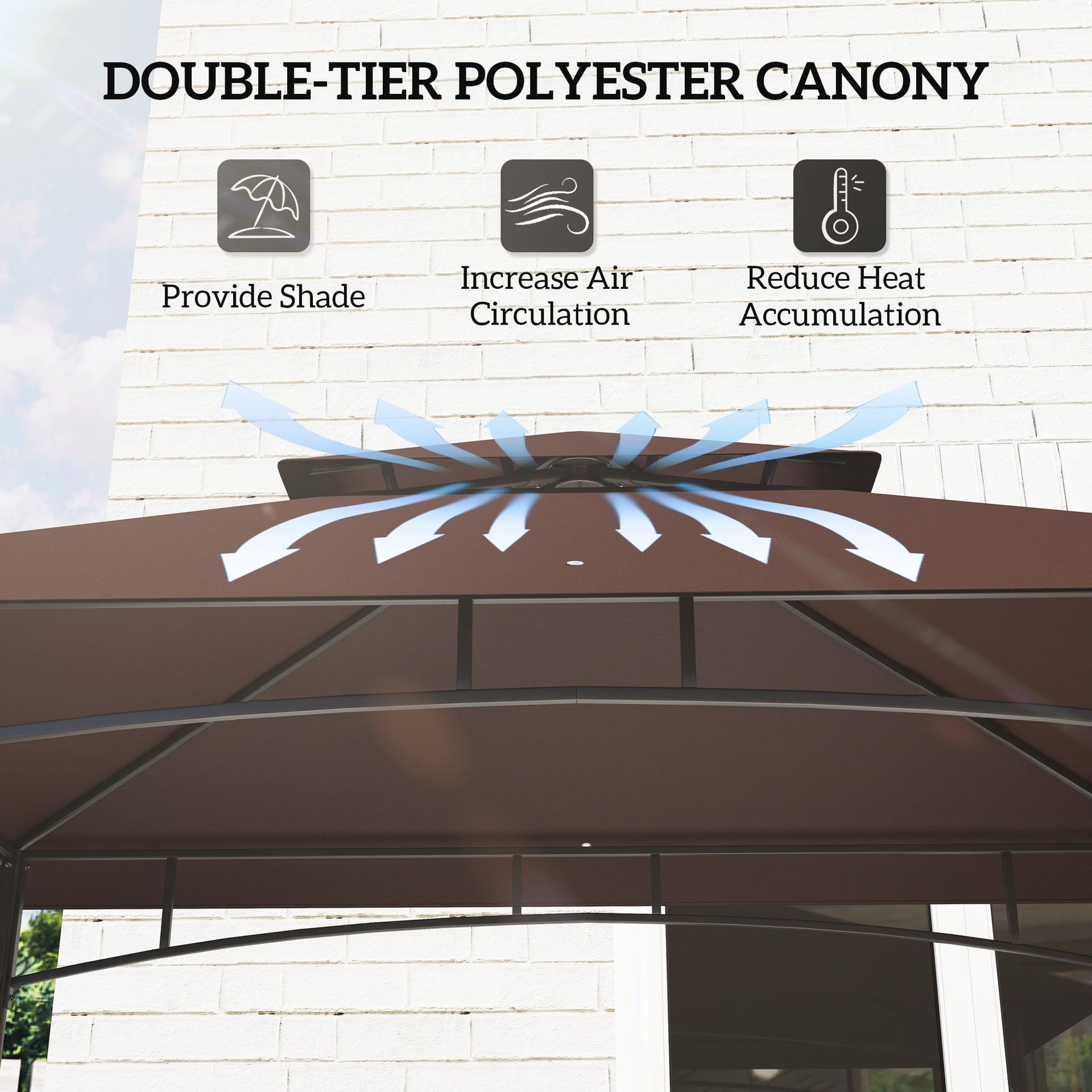 Outsunny 8' x 5' BBQ Grill Gazebo, 2-Tier Outdoor BBQ Gazebo with 2 Side Shelves, Storage Baskets, Ceiling Hook, Dark Brown