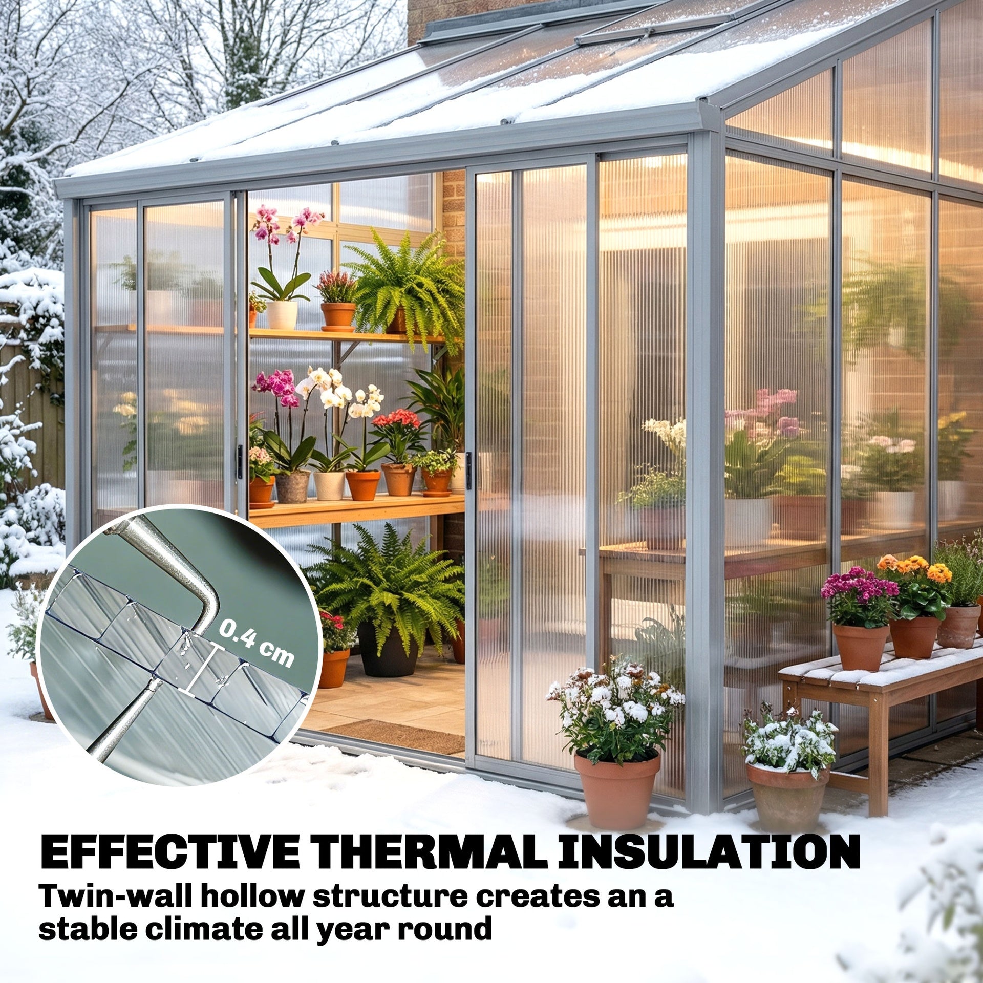 Outsunny Polycarbonate Greenhouse Panels UV Protected Twin-Wall Polycarbonate Sheet 47.2" x 23.6" 10 Pack Clear