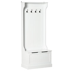 HOMCOM Hall Tree with Coat Rack, Storage, and Sitting Bench, White