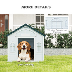 PawHut Plastic Dog House for Medium and Small Dogs, Water Resistant Puppy Shelter Indoor Outdoor with Door, Easy to Assemble, Blue