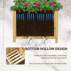Outsunny Wooden Raised Garden Bed, Planter with Trellis for Vine Climbing and Vegetables, Herbs and Flowers Growing, Natural