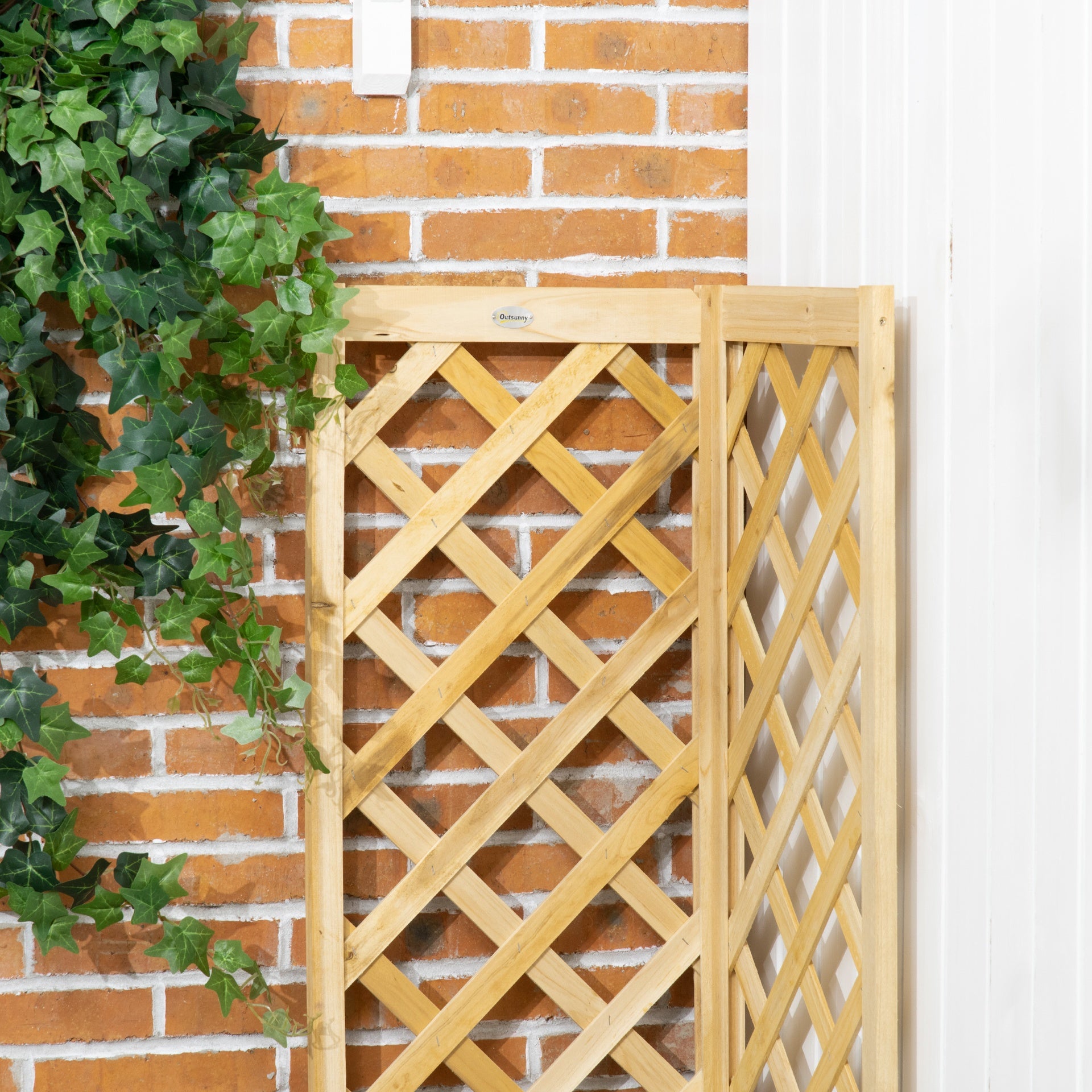 Outsunny Wooden Raised Garden Bed, Planter with Trellis for Vine Climbing and Vegetables, Herbs and Flowers Growing, Natural