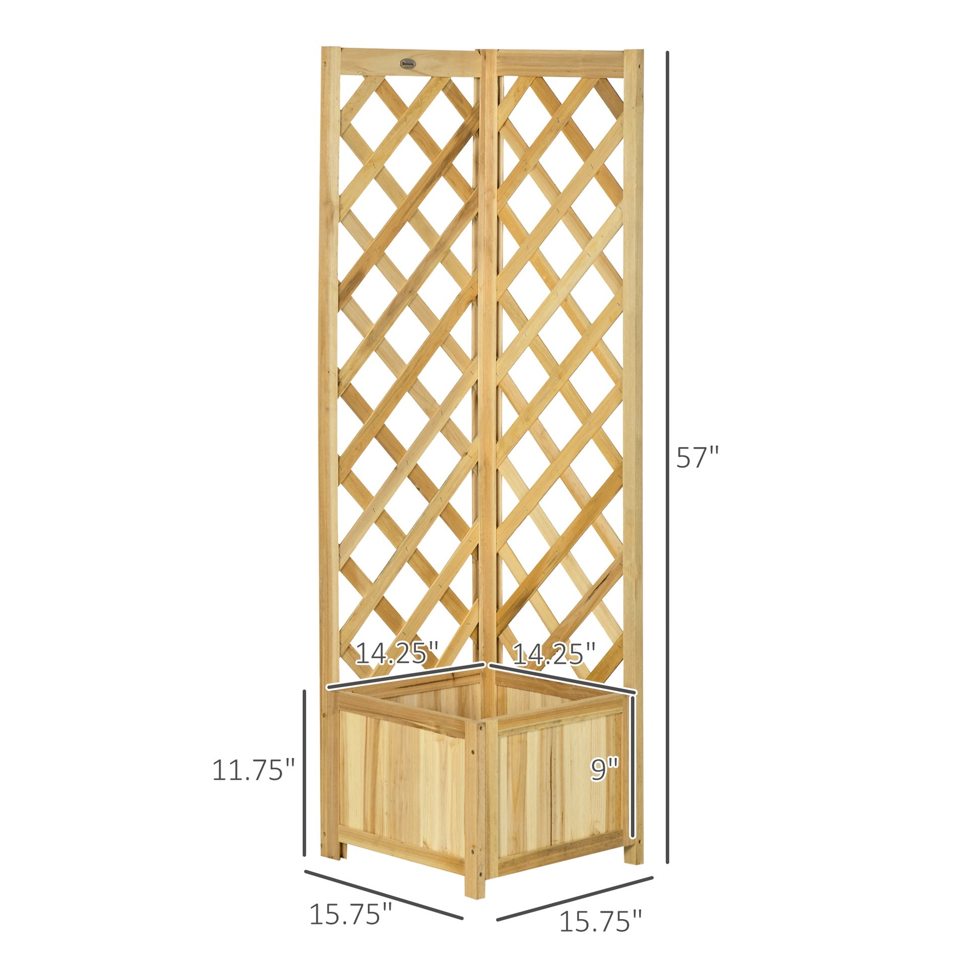Outsunny Wooden Raised Garden Bed, Planter with Trellis for Vine Climbing and Vegetables, Herbs and Flowers Growing, Natural