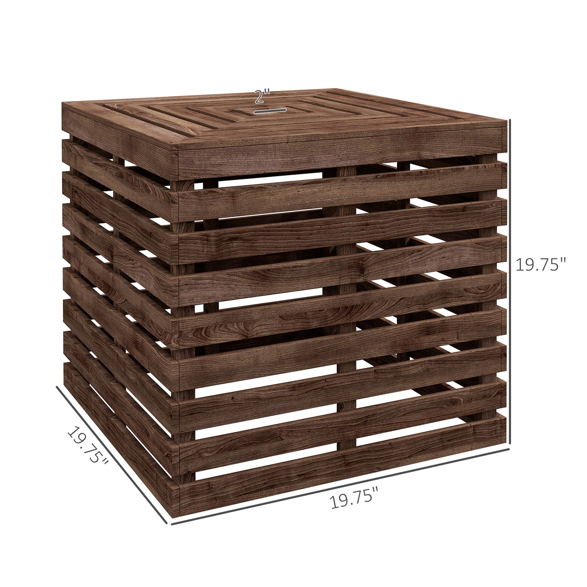 Outsunny 2-in-1 Outdoor Umbrella Base Storage Box, Wooden Patio Coffee Table, Brown