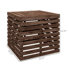 Outsunny 2-in-1 Outdoor Umbrella Base Storage Box, Wooden Patio Coffee Table, Brown