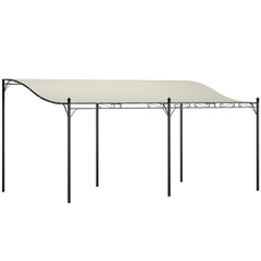 Outsunny 10' x 16' Wall-Mounted Outdoor Pergola Canopy, Metal Patio Canopy with Drainage Holes for Backyard Garden, Cream White
