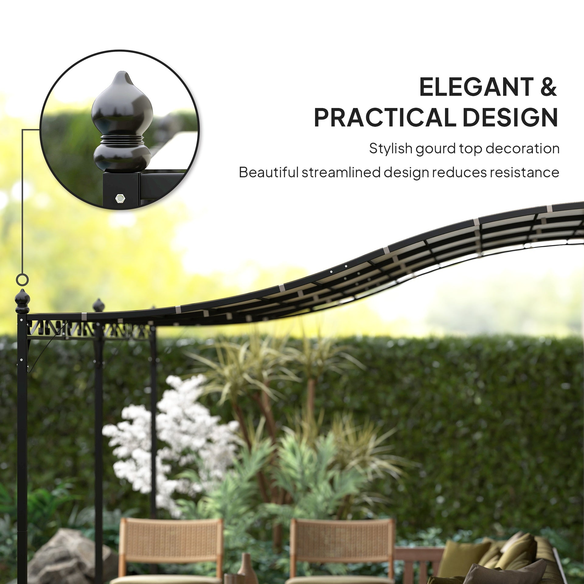 Outsunny 10' x 16' Wall-Mounted Outdoor Pergola Canopy, Metal Patio Canopy with Drainage Holes for Backyard Garden, Cream White