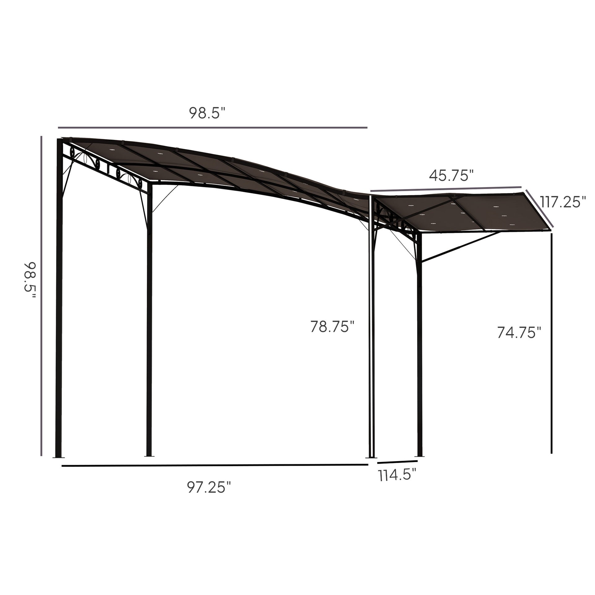 Outsunny 10' x 8' Outdoor Pergola and Patio Gazebo for Garden, Camper, Deck, Doors and Windows, Brown