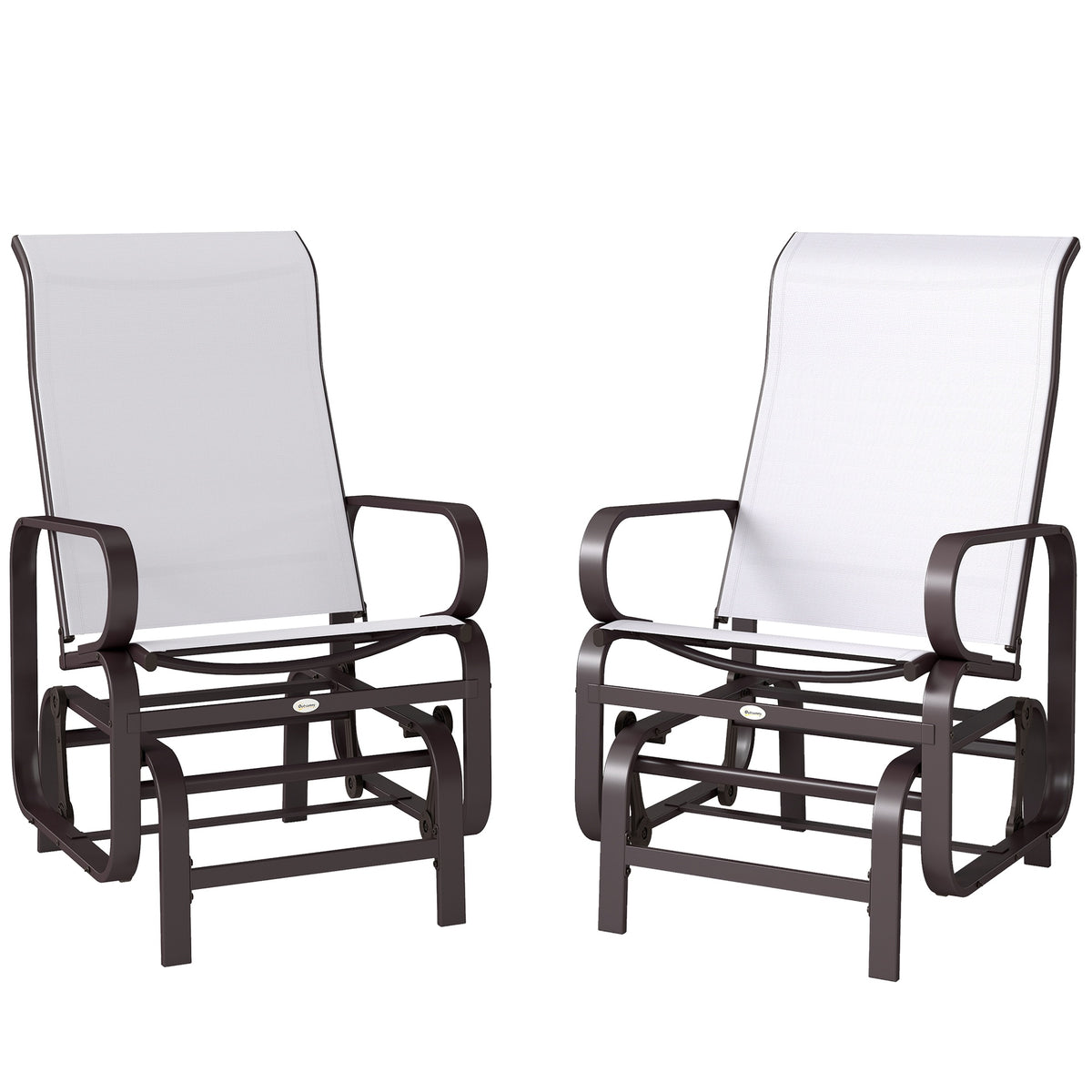 Outsunny Gliding Lounger Chair Set of 2, Single Rockers with Lightweight Metal & Mesh Construction, Beige