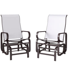 Outsunny Gliding Lounger Chair Set of 2, Single Rockers with Lightweight Metal & Mesh Construction, Beige