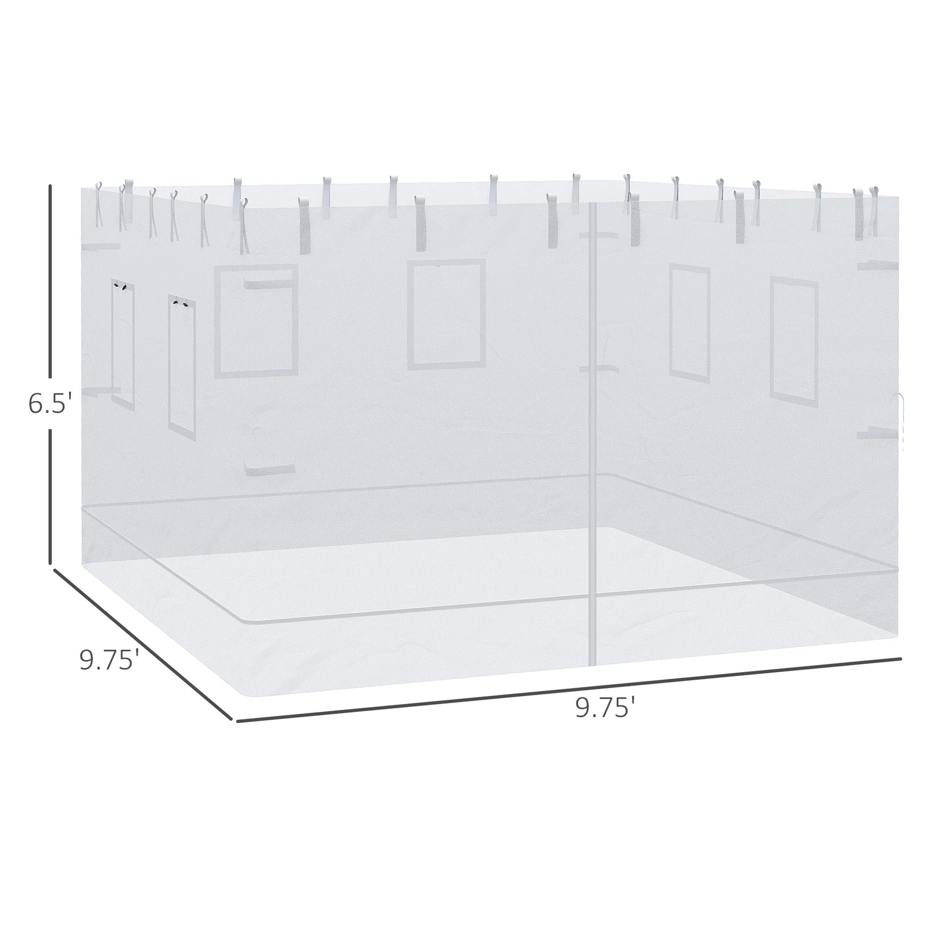 Outsunny Canopy Screen Walls, Replacement Netting with 6 Service Windows and 1 Door, for 10' x 10' Canopy Tent, White