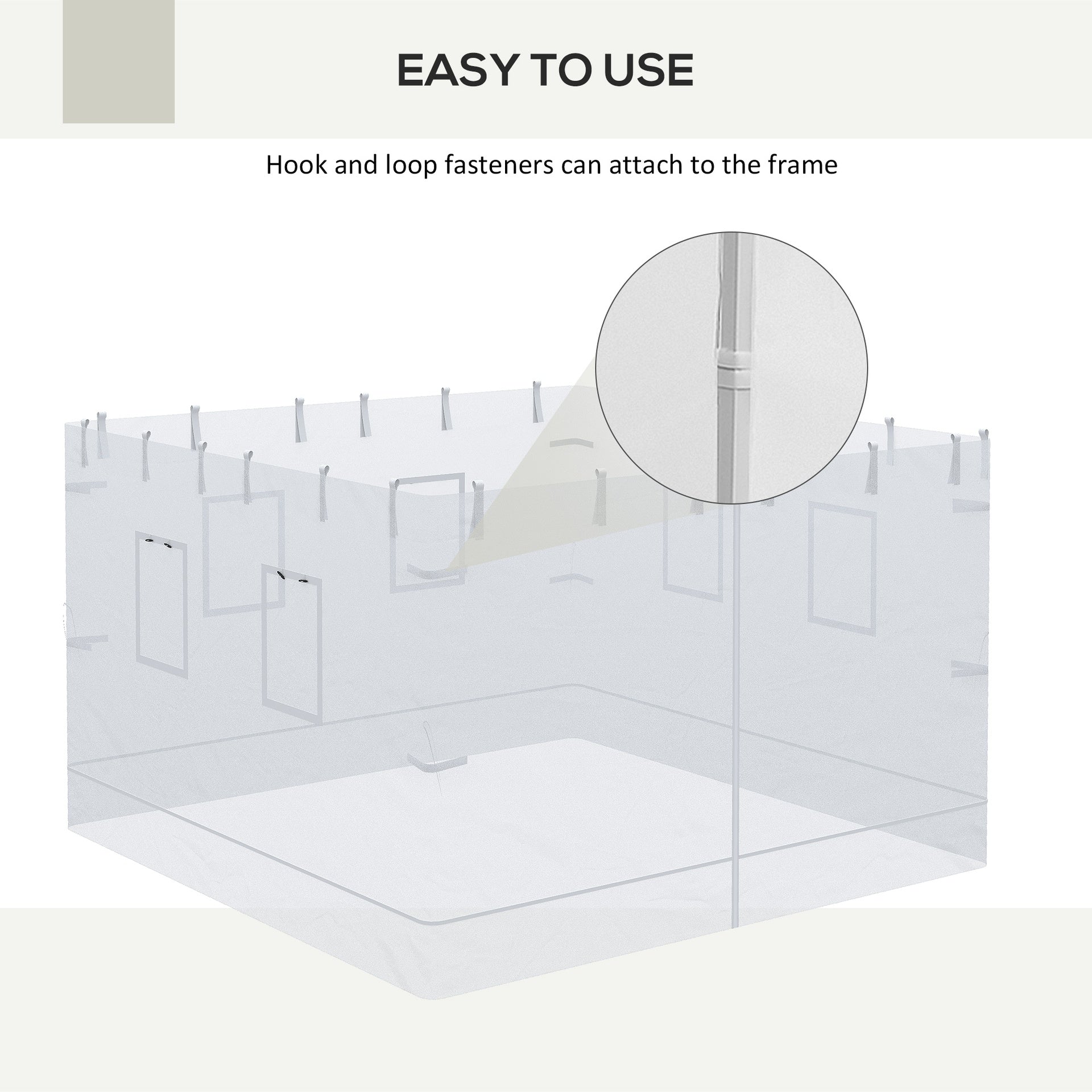 Outsunny Canopy Screen Walls, Replacement Netting with 6 Service Windows and 1 Door, for 10' x 10' Canopy Tent, White