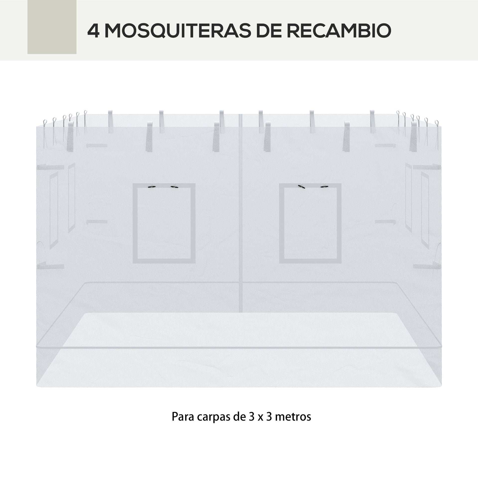 Outsunny Canopy Screen Walls, Replacement Netting with 6 Service Windows and 1 Door, for 10' x 10' Canopy Tent, White
