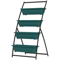 Outsunny 4-Tier Vertical Raised Garden Planter with 4 Boxes, Outdoor Plant Stand Grow Container for Vegetable & Flowers, Green