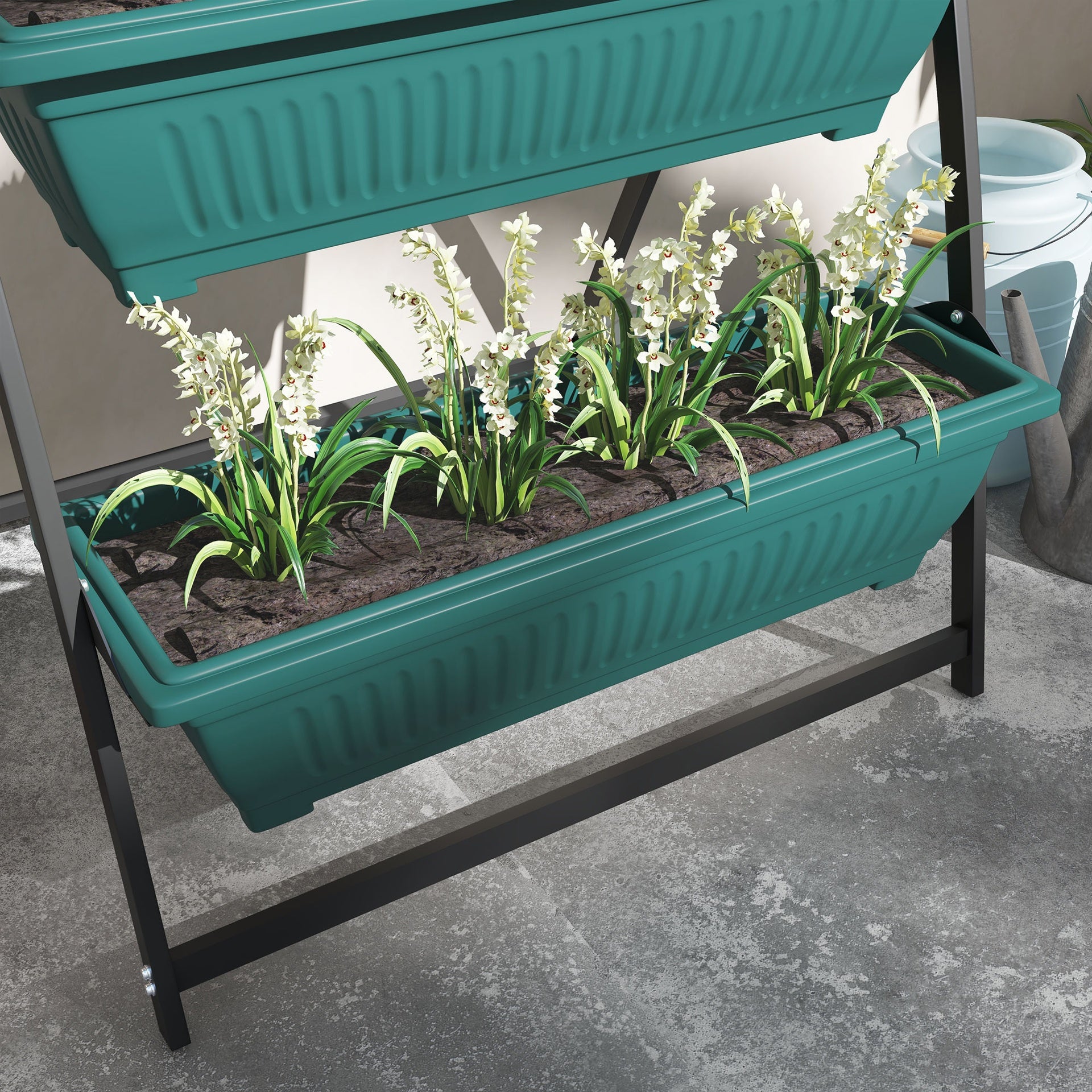 Outsunny 4-Tier Vertical Raised Garden Planter with 4 Boxes, Outdoor Plant Stand Grow Container for Vegetable & Flowers, Green