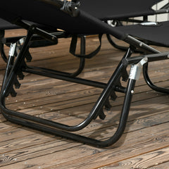 Outsunny Chaise Pool Lounge Chairs Set of 2, Outdoor Sun Tanning Chairs, Reclining Back, Steel Frame and Side Pocket, Black
