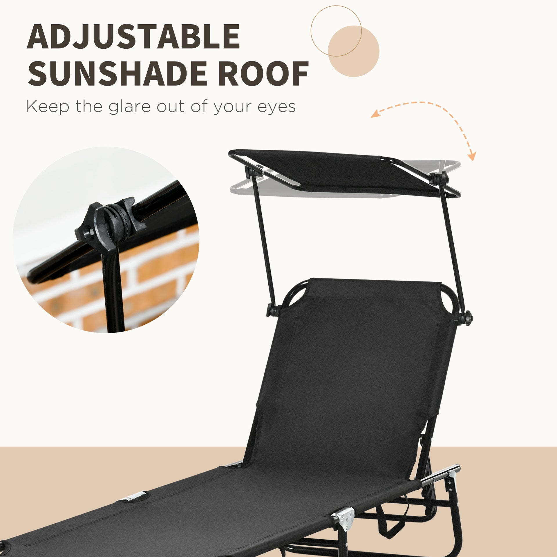 Outsunny Chaise Pool Lounge Chairs Set of 2, Outdoor Sun Tanning Chairs, Reclining Back, Steel Frame and Side Pocket, Black
