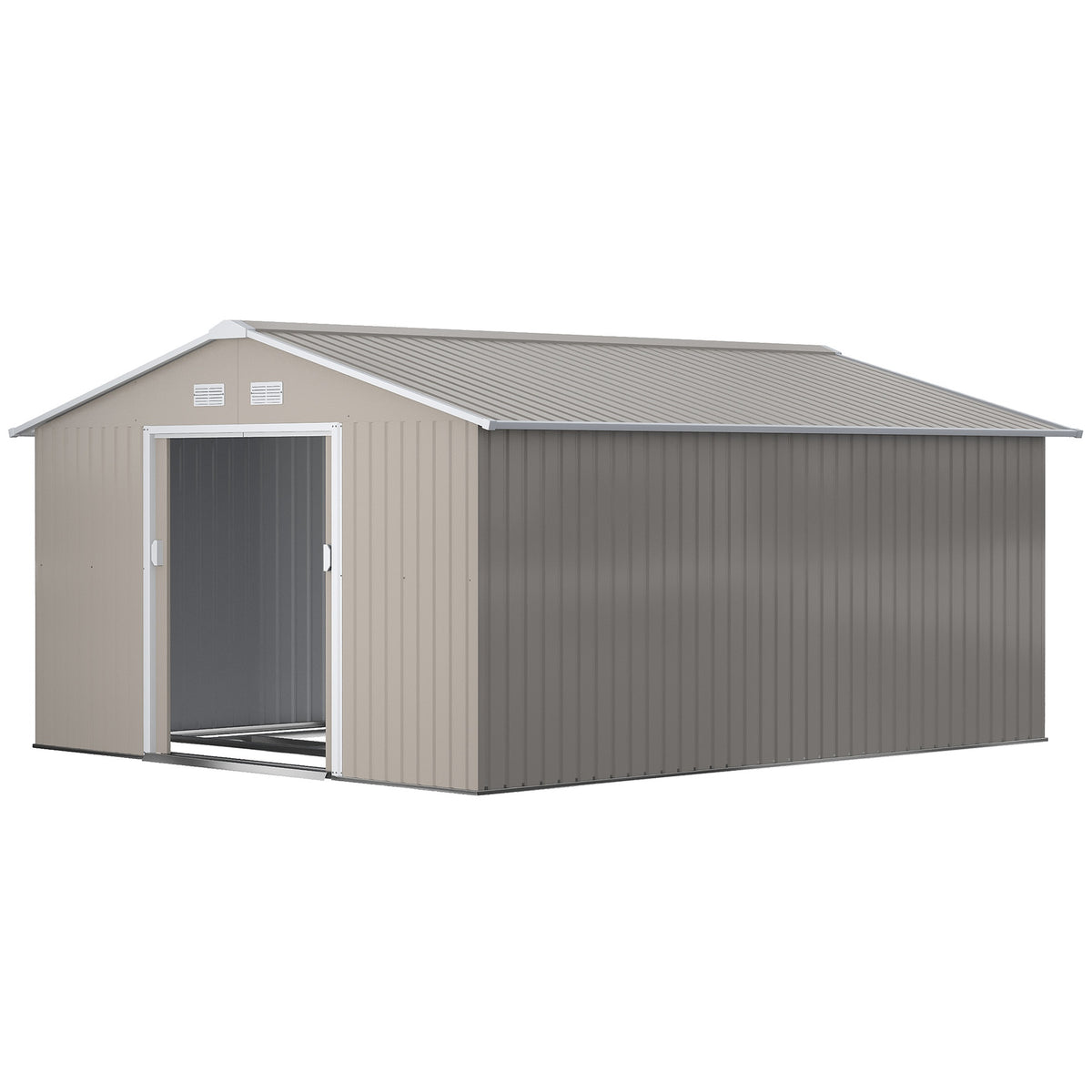 Outsunny Garden Metal Shed, Storage Shed Utility Storage with Double Locking Doors for Bike, Yard Tools, Light Gray