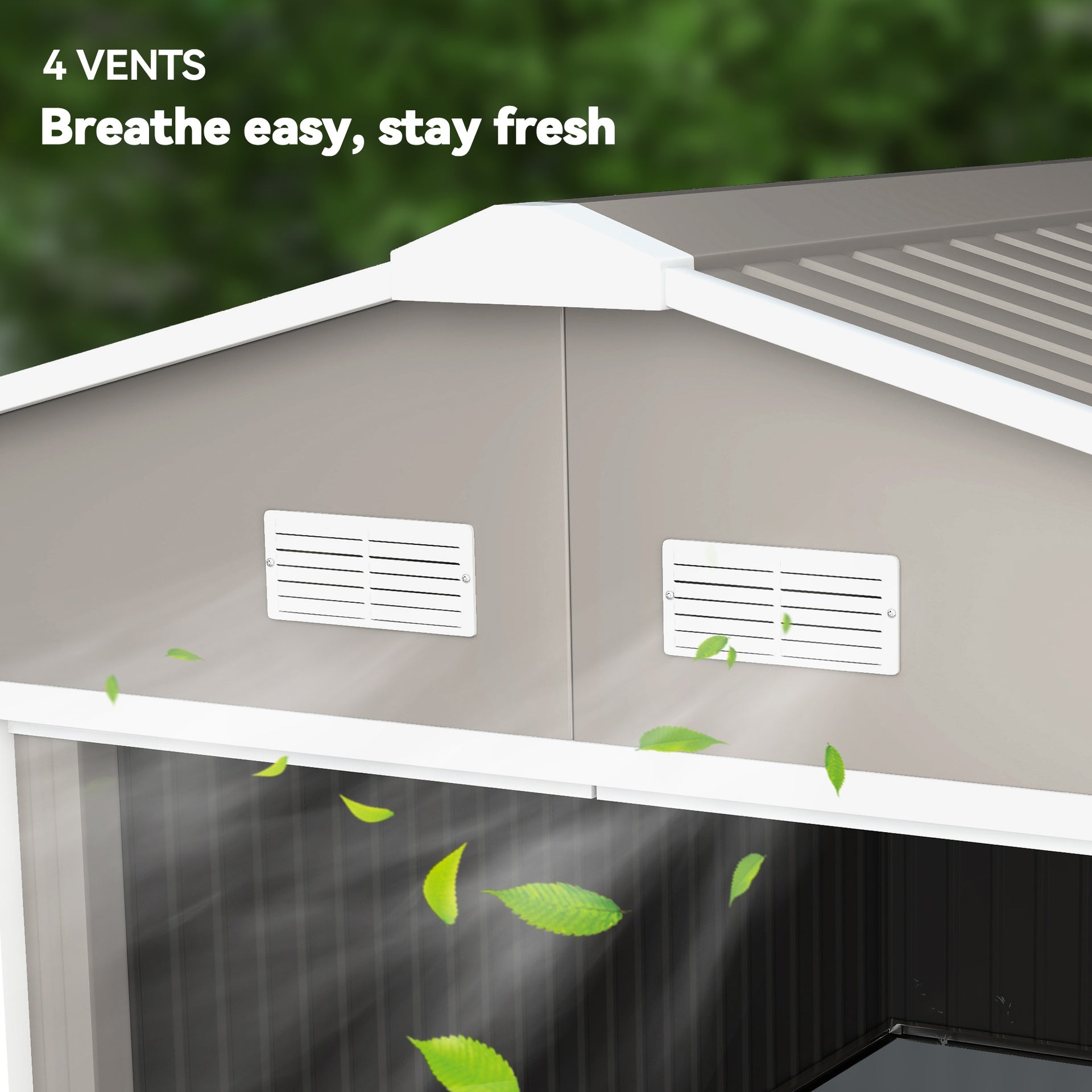 Outsunny Garden Metal Shed, Storage Shed Utility Storage with Double Locking Doors for Bike, Yard Tools, Light Gray