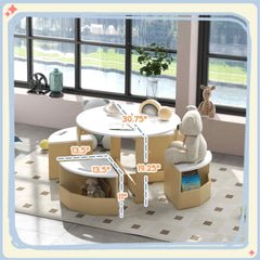 Qaba 5 Piece Kids Table and Chairs Set with Storage for Art, Craft, Drawing, Playroom, Classroom, Nursery, White