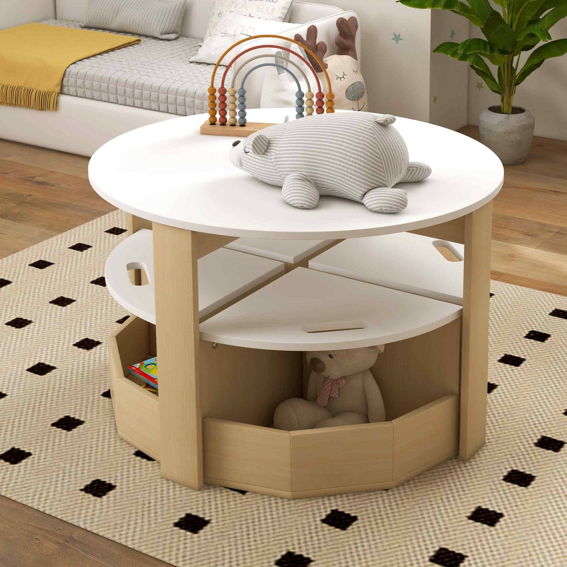 Qaba 5 Piece Kids Table and Chairs Set with Storage for Art, Craft, Drawing, Playroom, Classroom, Nursery, White