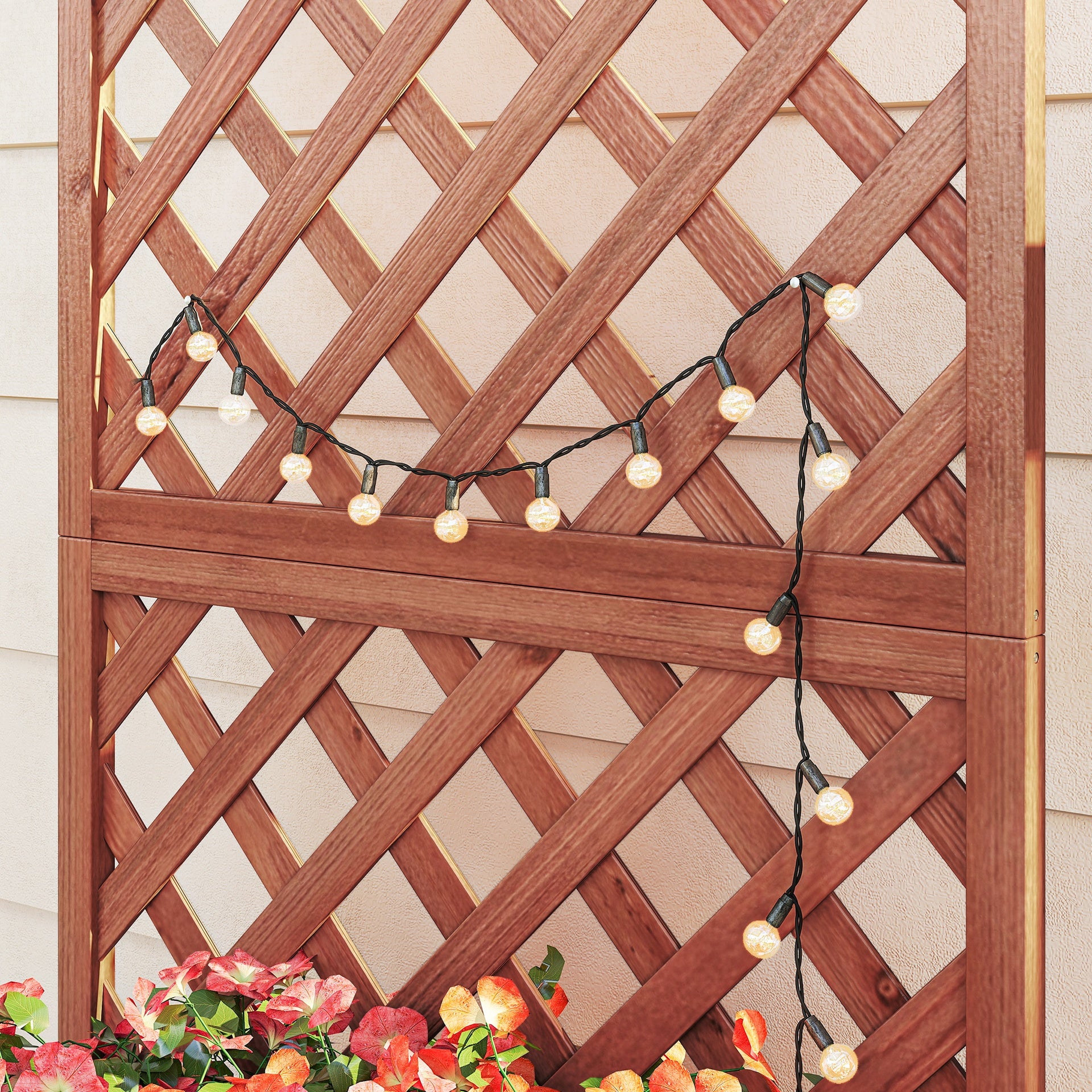 Outsunny Wooden Raised Garden Bed, Raised Planter Box, Planter with Trellis for Climbing Plants Flowers, Orange