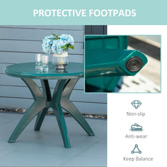 Outsunny 36.25" Dia Round Plastic Patio Table with Umbrella Hole, Outdoor Bistro Dining Table, for Bar, Garden, Backyard, Poolside, Yard, Green
