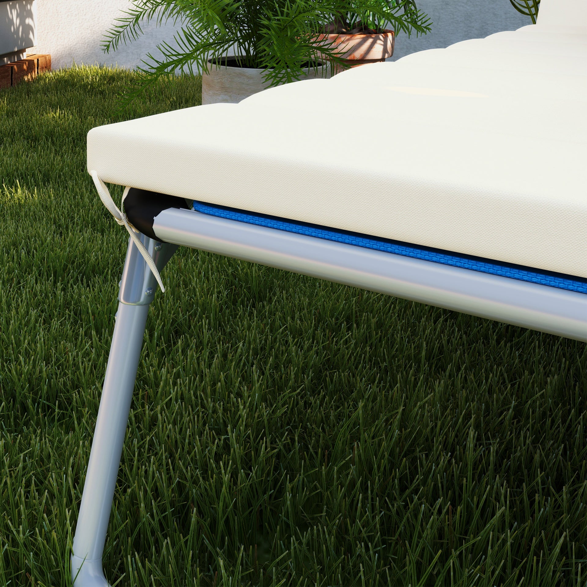 Outsunny Foldable Chaise Lounge Cushion Set of 2, Outdoor Lounge Chair Cushion Set, UPF50+ 230gsm Olefin, 80" x 26" Cream White