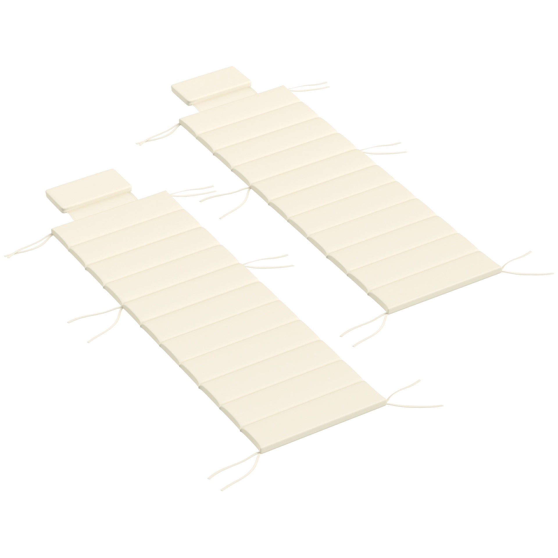 Outsunny Foldable Chaise Lounge Cushion Set of 2, Outdoor Lounge Chair Cushion Set, UPF50+ 230gsm Olefin, 80" x 26" Cream White