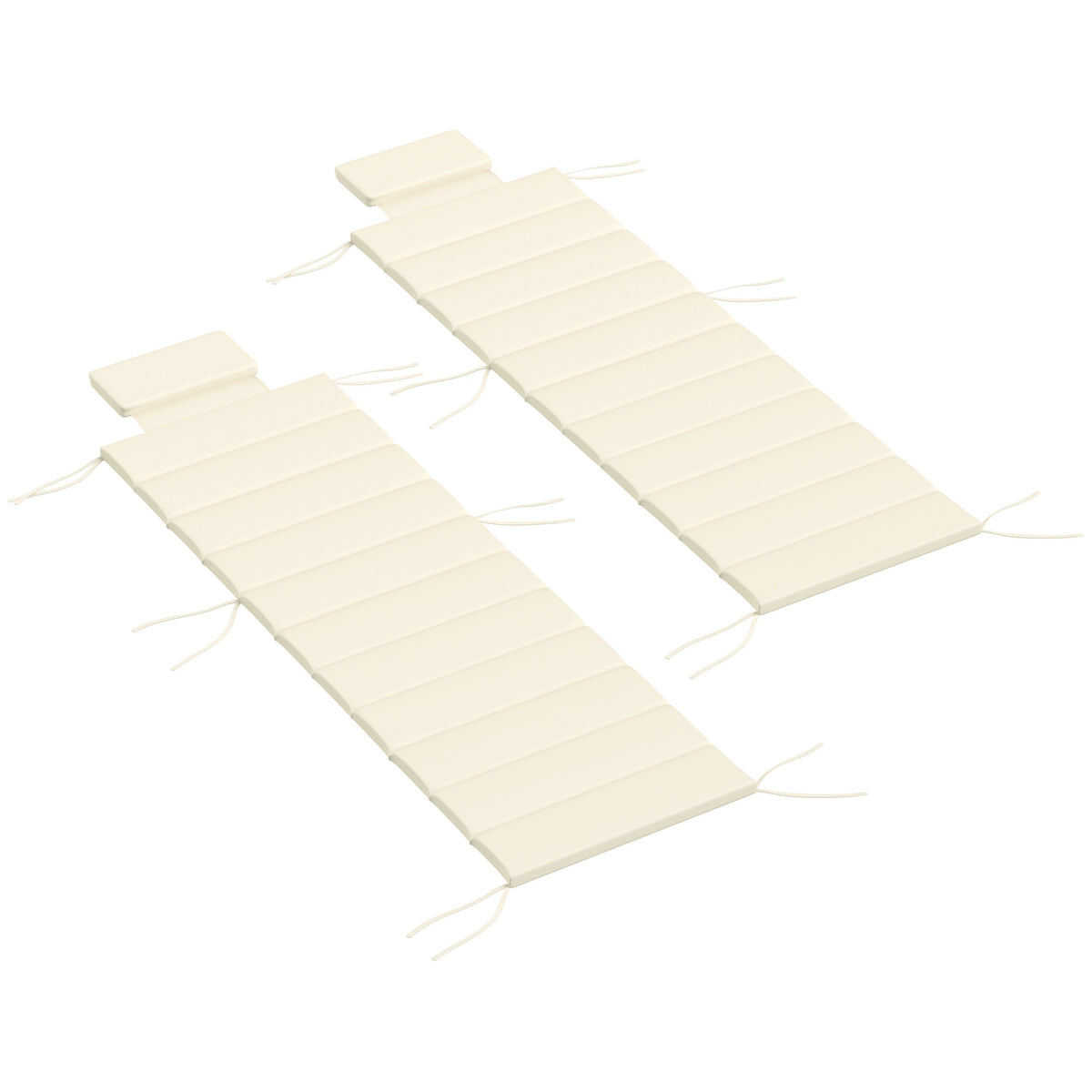 Outsunny Foldable Chaise Lounge Cushion Set of 2, Outdoor Lounge Chair Cushion Set, UPF50+ 230gsm Olefin, 80" x 26" Cream White