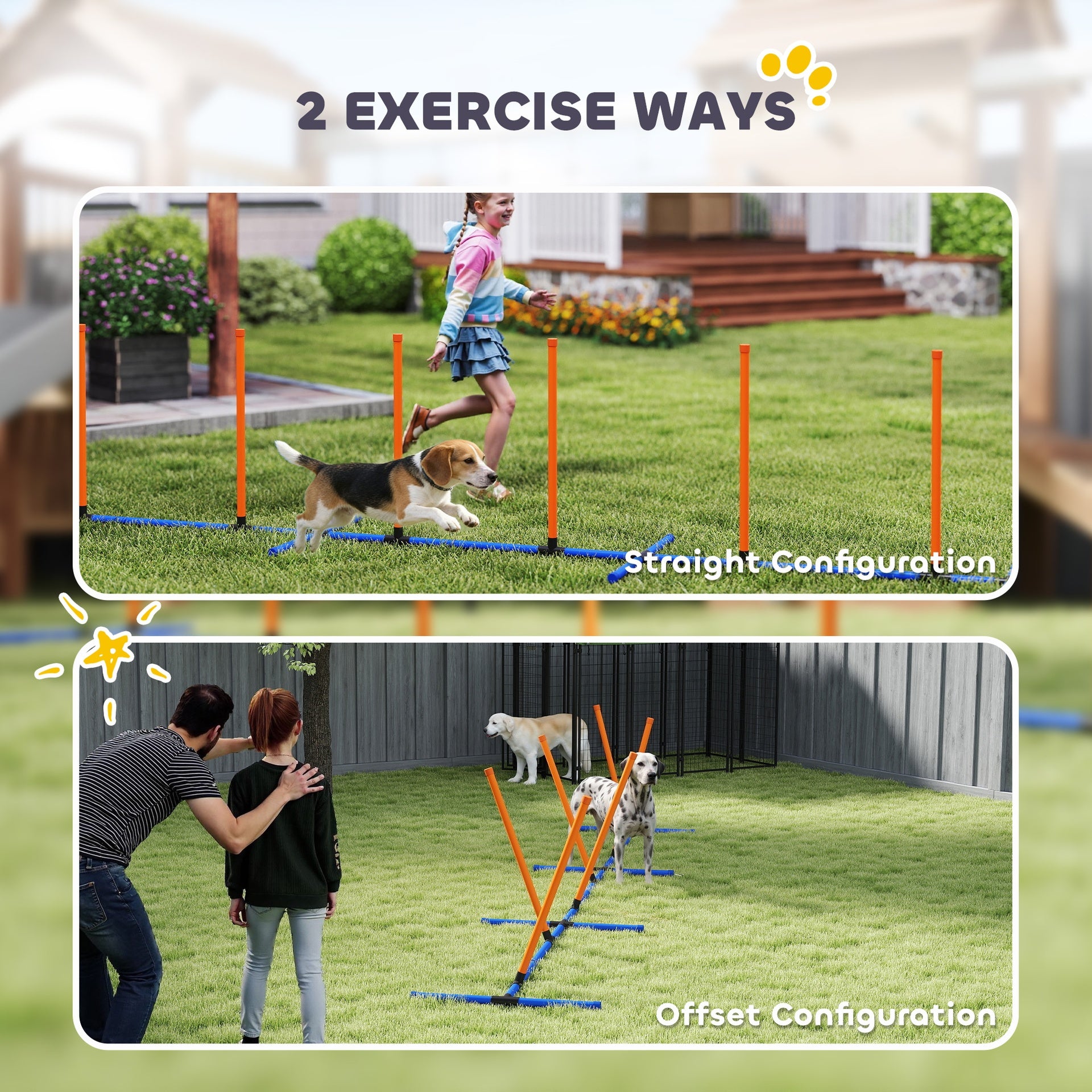 PawHut Dog Agility Training Equipment Adjustable Poles for Dog Agility Course with Carry Bag