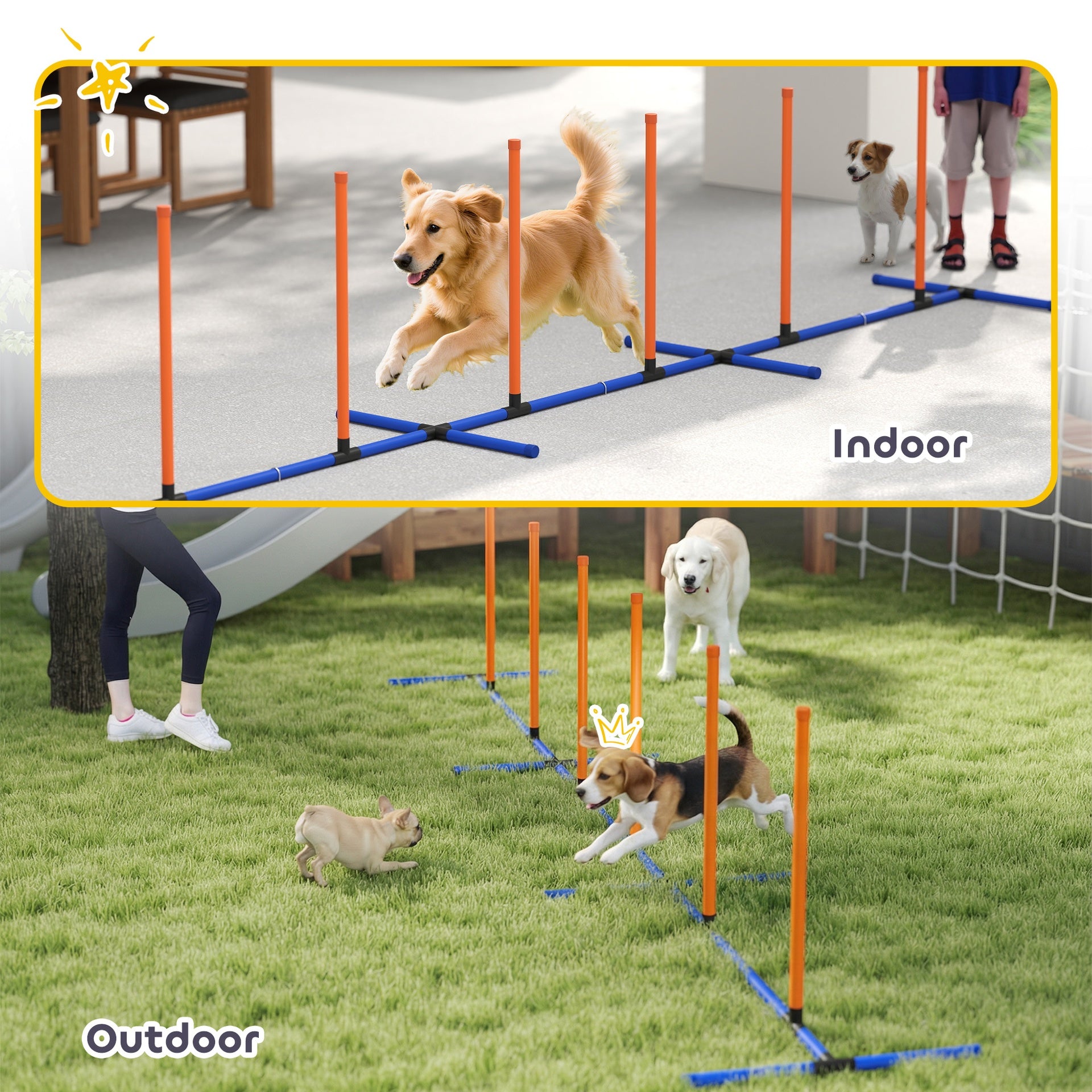 PawHut Dog Agility Training Equipment Adjustable Poles for Dog Agility Course with Carry Bag