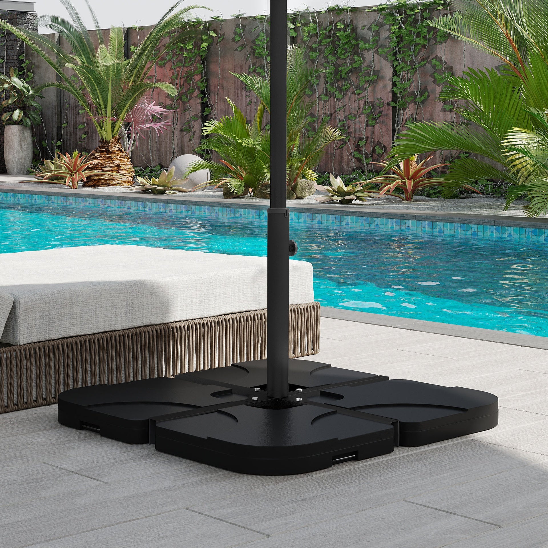 Outsunny Outdoor Universal Cross Brace Stand for Small Offset Umbrella or Large Market Umbrella, Black