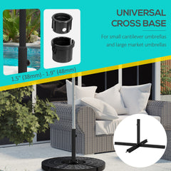 Outsunny Outdoor Universal Cross Brace Stand for Small Offset Umbrella or Large Market Umbrella, Black