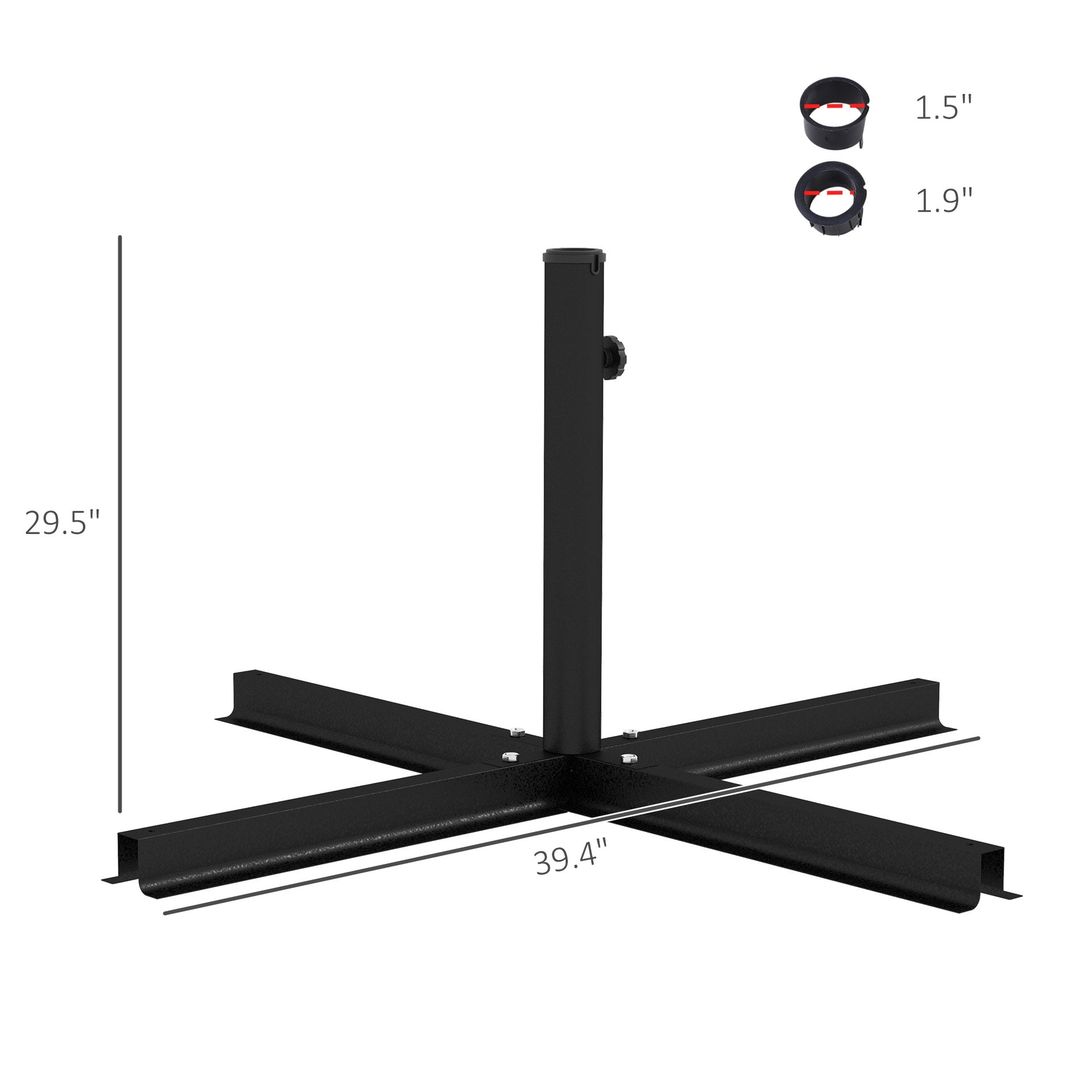 Outsunny Outdoor Universal Cross Brace Stand for Small Offset Umbrella or Large Market Umbrella, Black