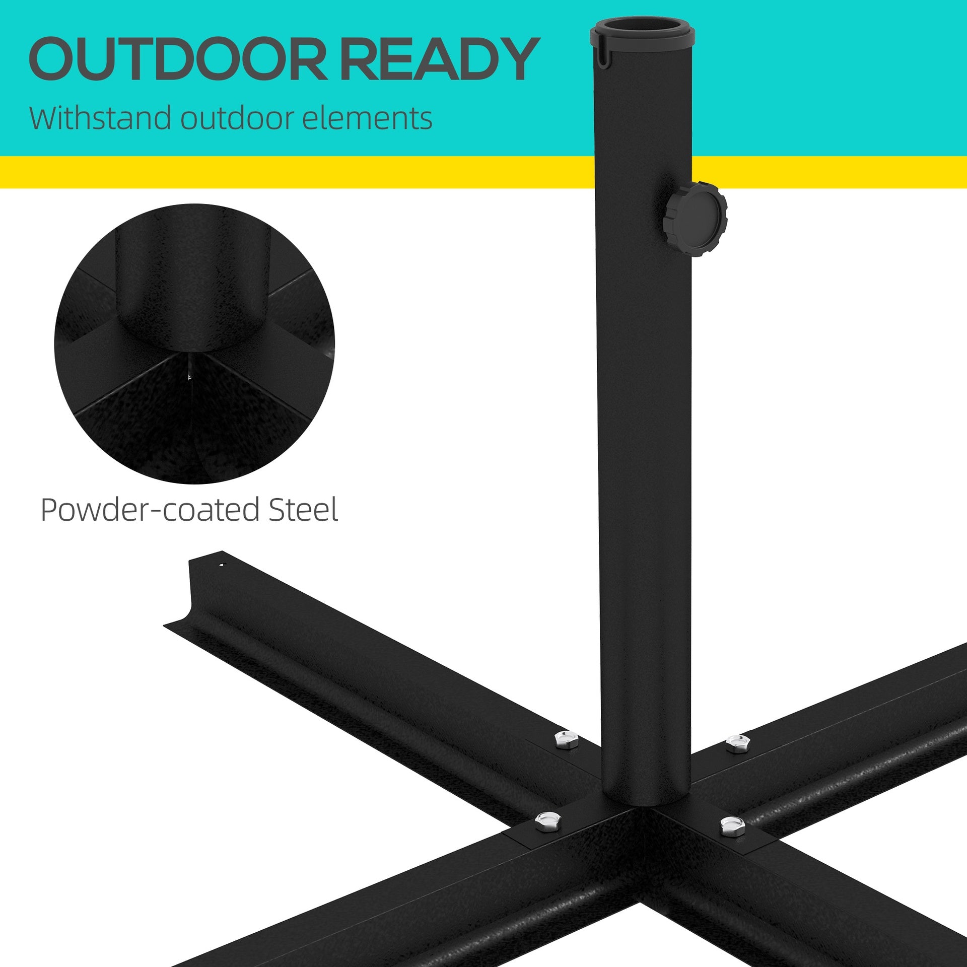 Outsunny Outdoor Universal Cross Brace Stand for Small Offset Umbrella or Large Market Umbrella, Black