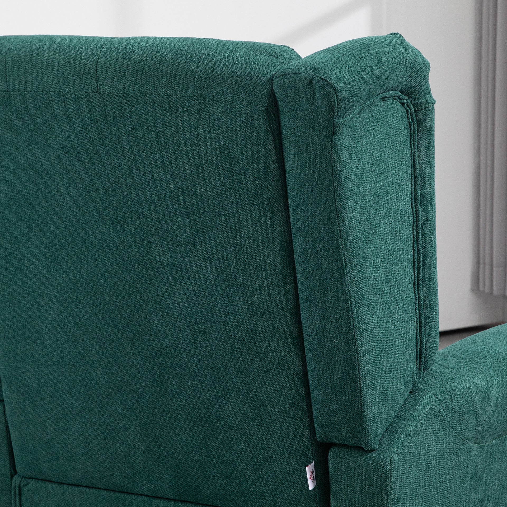 HOMCOM Wingback Accent Chair for Living Room, Button-Tufted Lounge Chair with Round Armrests and Wood Legs, Dark Green
