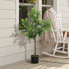 HOMCOM Potted Fake Plant, Lifelike Laurel Artificial Tree with 345 PEVA Leaves for Home Decor, Green