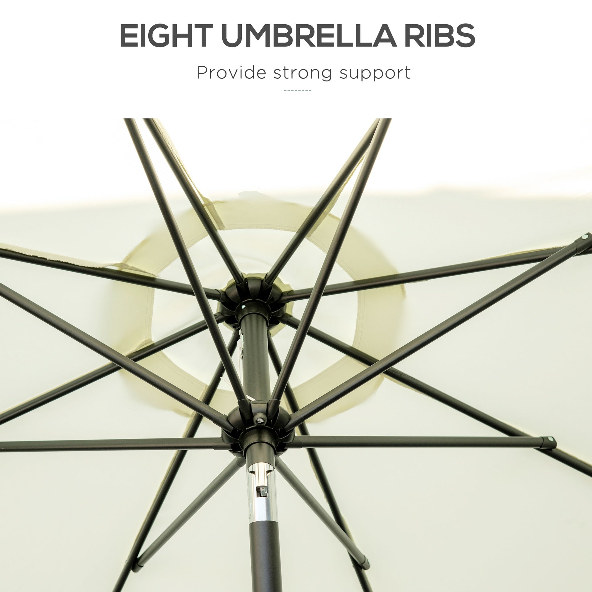 Outsunny 9 ft Cantilever Umbrella with Push Button Tilt and Crank Tassles and 8 Ribs Shade Umbrellas for Garden