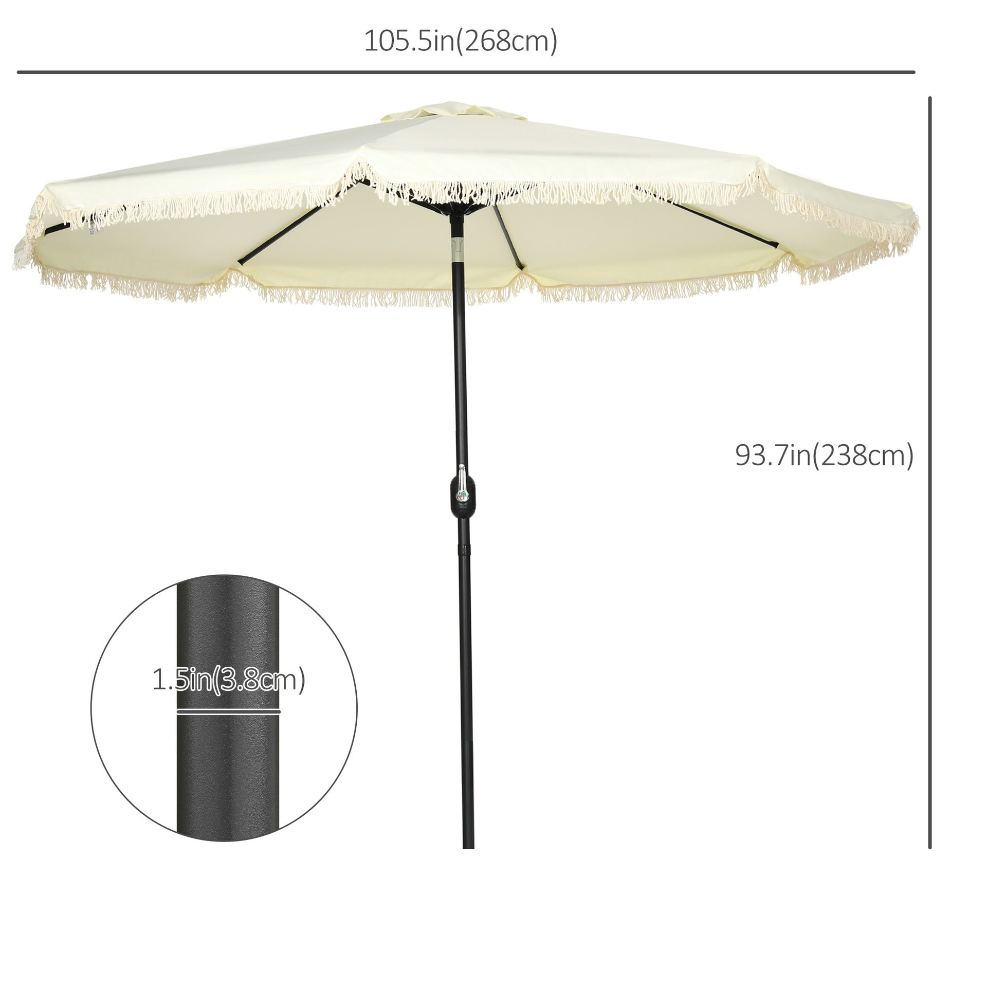 Outsunny 9 ft Cantilever Umbrella with Push Button Tilt and Crank Tassles and 8 Ribs Shade Umbrellas for Garden