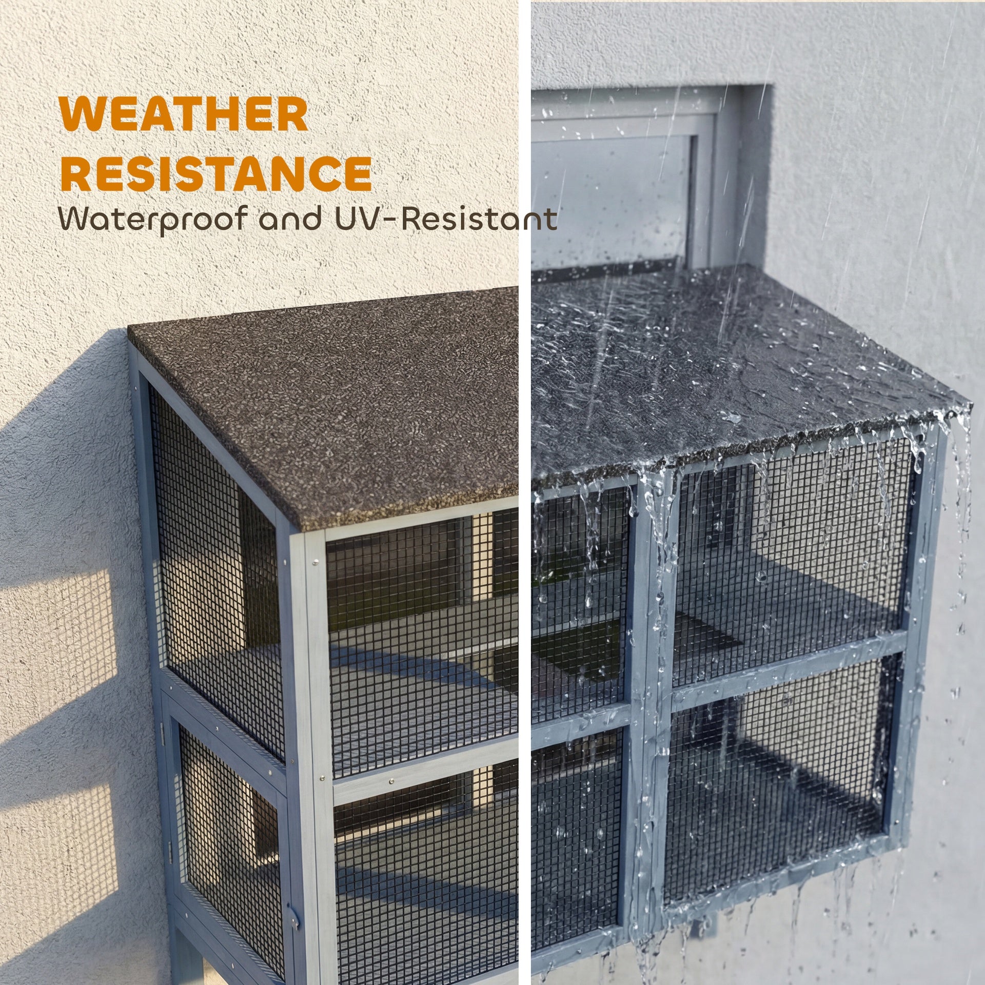 PawHut Catio Outdoor Cat Enclosure Outdoor Window Box Cat House with Waterproof Roof 39.4"L Gray