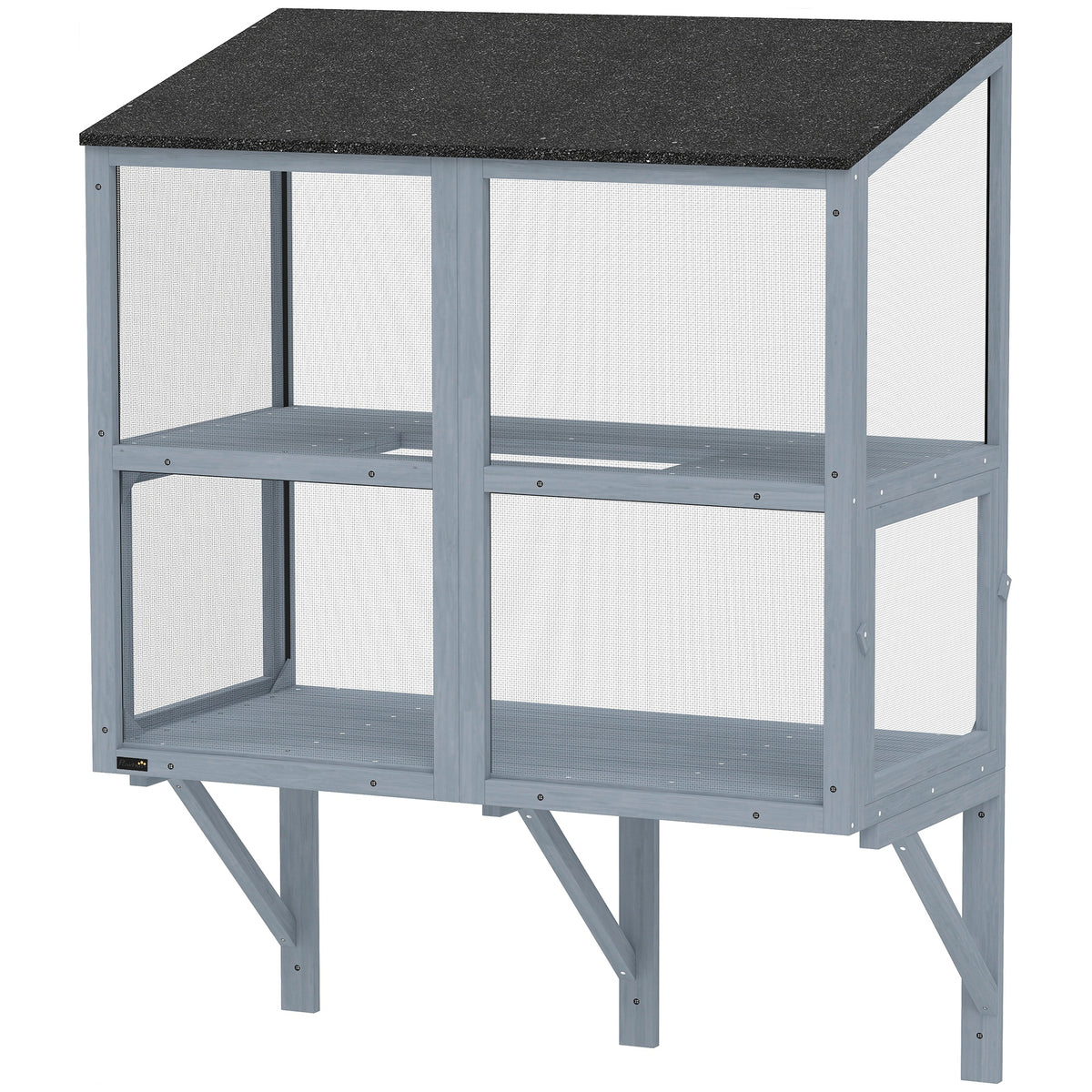 PawHut Catio Outdoor Cat Enclosure Outdoor Window Box Cat House with Waterproof Roof 39.4"L Gray
