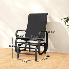 Outsunny Gliding Lounger Chair Set of 2, Single Rockers with Lightweight Metal & Mesh Construction, Black