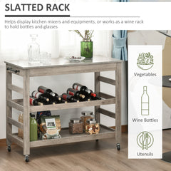 HOMCOM Kitchen Cart, Rolling Kitchen Island Utility Trolley with Stainless Steel Top