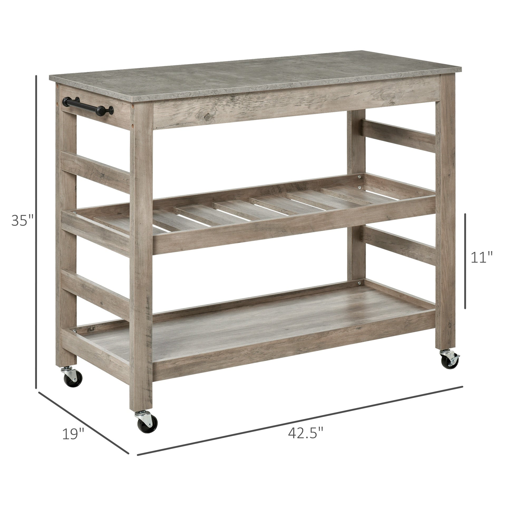 HOMCOM Kitchen Cart, Rolling Kitchen Island Utility Trolley with Stainless Steel Top