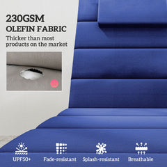 Outsunny Foldable Chaise Lounge Cushion Set of 2, Outdoor Lounge Chair Cushion Set, UPF50+ 230gsm Olefin, 80" x 26" Dark Blue