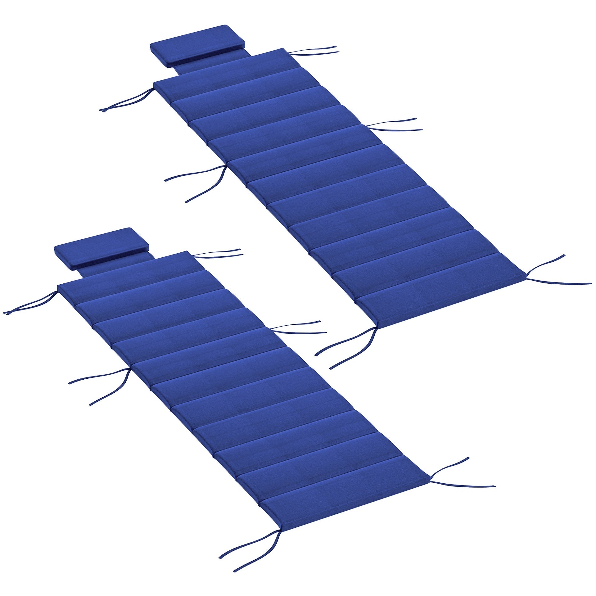Outsunny Foldable Chaise Lounge Cushion Set of 2, Outdoor Lounge Chair Cushion Set, UPF50+ 230gsm Olefin, 80" x 26" Dark Blue