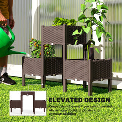 Outsunny Plastic Raised Garden Bed with Legs, Self Watering Elevated Planter Boxes with Drainage Holes and Plugs, Easy Assembly