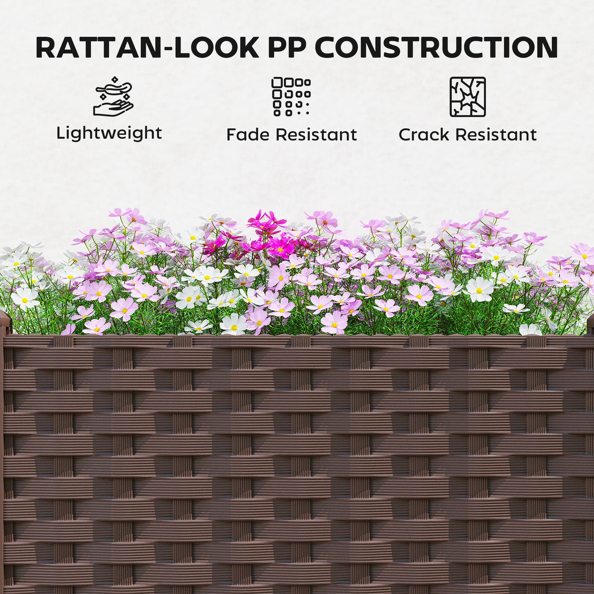 Outsunny Plastic Raised Garden Bed with Legs, Self Watering Elevated Planter Boxes with Drainage Holes and Plugs, Easy Assembly
