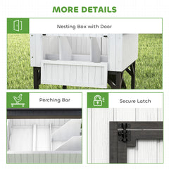 PawHut Chicken Coop Hen House with Nesting Box, Elevated Rabbit Hutch with Ramp, Asphalt Openable Roof and Elevated Legs